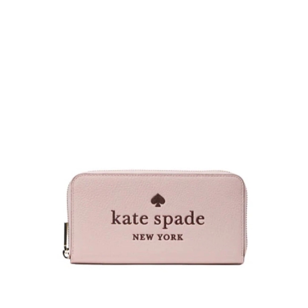 Kate Spade Glitter On Rose Smoke Embossed Leather Lg Continental Zip Wallet $249